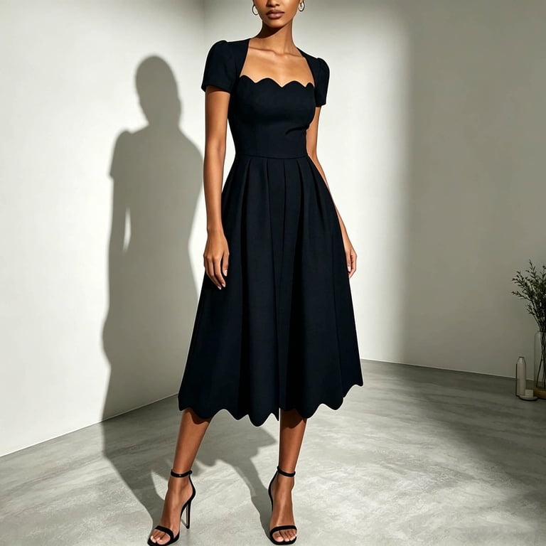 fit & flare stretch midi dress London Times Women's Crewneck Fit and Flare Midi Dress - Plum/Beige
