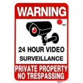 thumbnail image 3 of Letreros de aluminio de prohibido el paso a propiedades privadas, letreros de metal con videovigilancia las 24 horas para el hogar, el patio, la propiedad, el negocio en casa, 3 of 5