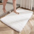 thumbnail image 2 of Alfombra de baño Disolla blanca antideslizante de felpa lavable de 60 x 90 cm, 2 of 9