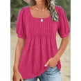 thumbnail image 6 of Summer Women's Casual Puff Short Sleeve T-Shirts Square Neck PleatedTrendy Tunic Tops, 6 of 6