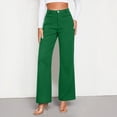 thumbnail image 2 of Tisuna Stylish Trousers For Women Solid Color Zipper Botton Straight Leg Pants Fashion Comfortable Ladies Female All Season Wear Casual Pants Green Size S, 2 of 5