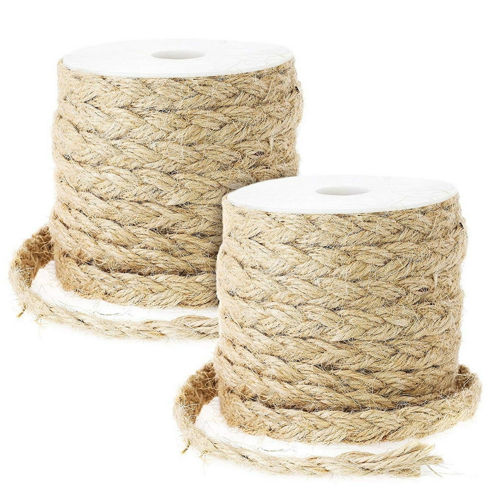 2 Pack 26ft Natural Jute Rope Thick Braided Twine String 0.4" for DIY
