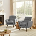 thumbnail image 3 of Gray Fabric Accent Arm Chair with Wood Legs, 3 of 5