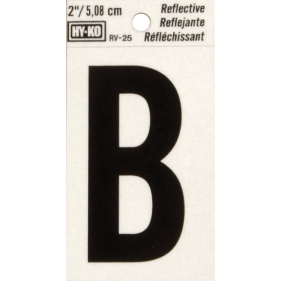 Hy-Ko RV-25/B Self-Stick Reflective with Letter B, 2", Black