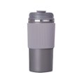 thumbnail image 1 of Taza de café de pared doble, resistente al calor, de silicona, para viaje, tazas portátiles ecológicas Con tapa hermética gris, 1 of 5