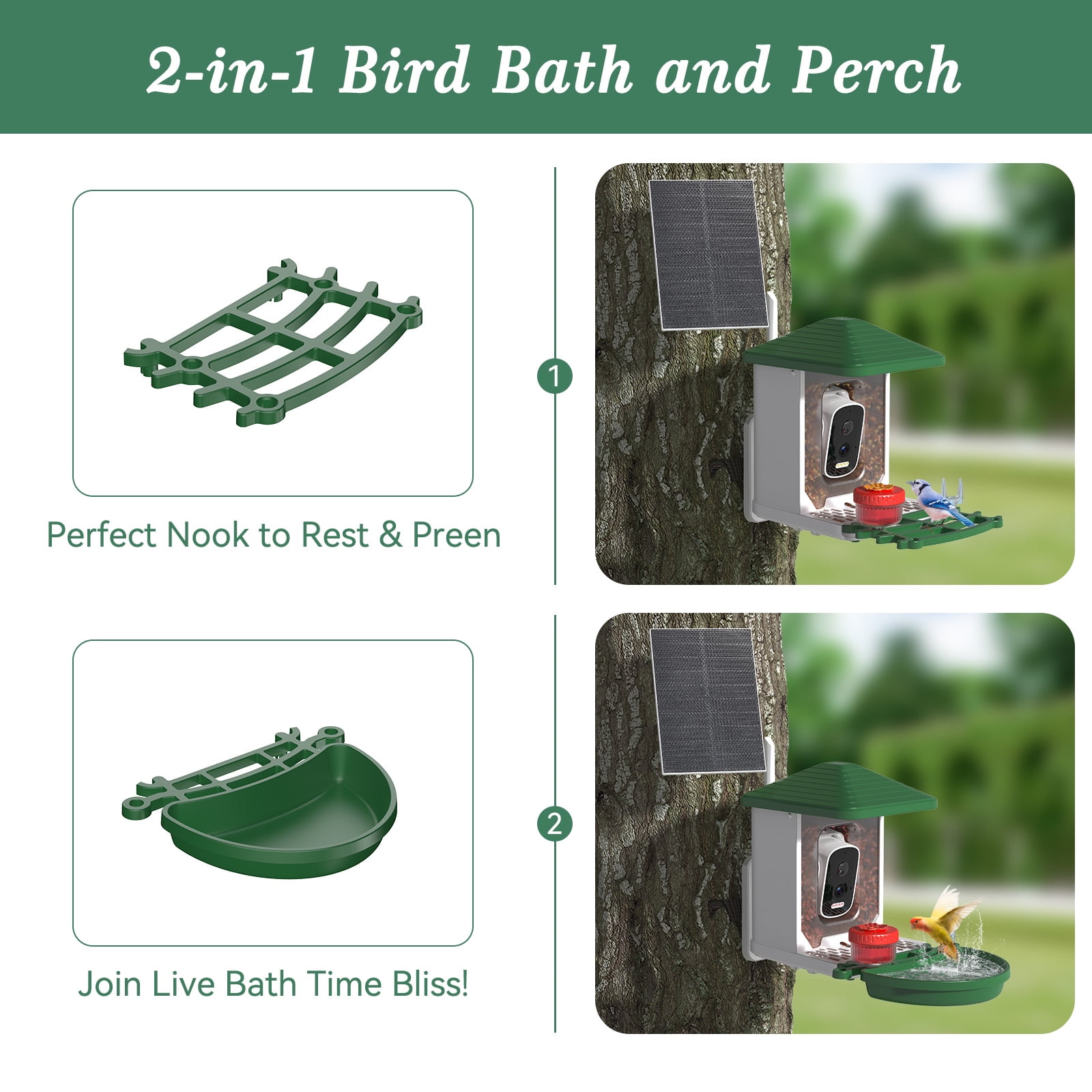 Conico Smart Bird Feeder with Camera, 5MP HD AI Bird Recognition, Solar Powered WiFi Outdoor Bird Feeder, Squirrel Proof, Father’s Day Gifts for Dad Grandpa, Bird Watching Gifts