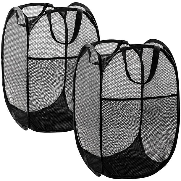 Pop Up Hamper DUCOO - Cesta de malla para ropa sucia (2 unidades, 70 L), color negro