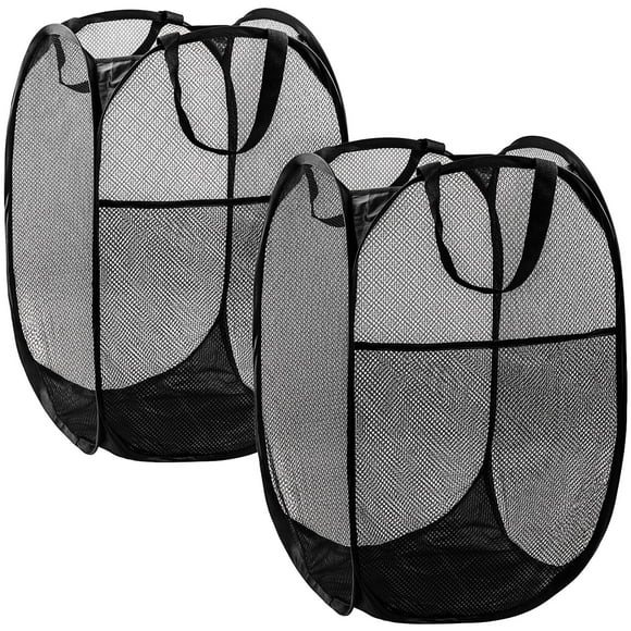 Pop Up Hamper DUCOO - Cesta de malla para ropa sucia (2 unidades, 70 L), color negro