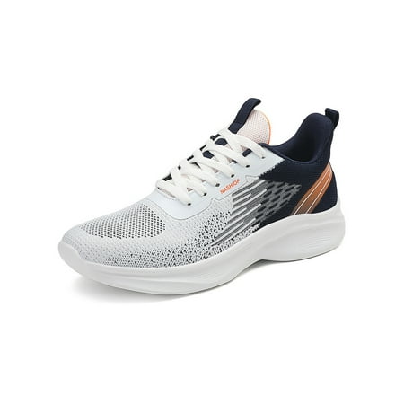 

Tenmix Men Sneakers Gym Athletic Shoes Mesh Running Shoe Sports Trainers Mens Breathable Low Top White Dark Blue 8