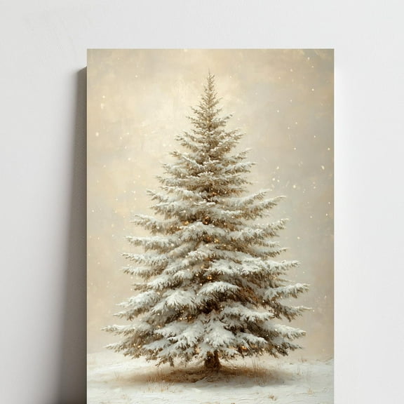 Zuno Vintage Winter Christmas Tree Poster, Snowy Pine Wall Art- Wall Art Print, 8x12 UNFRAMED