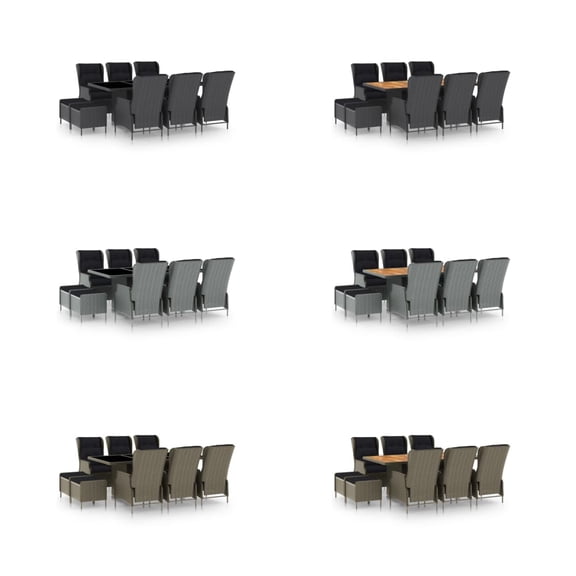vidaXL Patio Dining Set 9 Piece Outdoor Dining Table and Chairs Poly Rattan