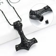 thumbnail image 2 of Cremation Jewelry for Ashes Norse Viking Thor's Hammer Talisman Necklace, Vintage Jewelry Nordic Viking Vegvisir Mjolnir Celtic Knot Urn Necklace Memorial Pendant for Ashes Holder Keepsake Jewelry, 2 of 3