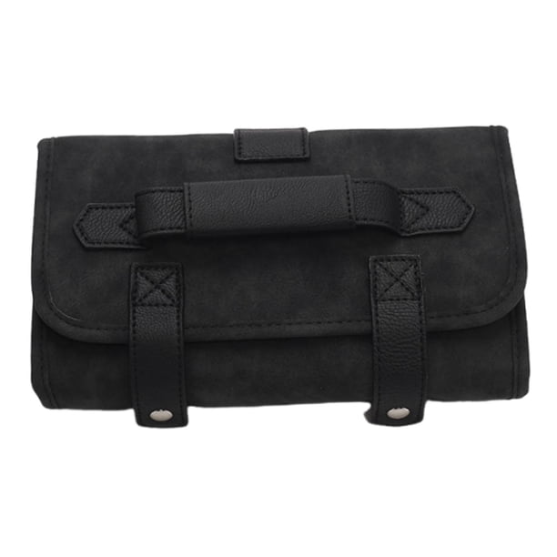 Bolsa organizadora de herramientas de peluquería de gran capacidad, de cuero sintético PU impermeable. Negro