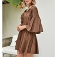 thumbnail image 3 of Mono acampanado con hombros descubiertos, color marrón, para mujer, con escote ajustable y cintura con lazo, para fiestas y citas, talla M, 3 of 6
