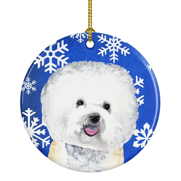 Carolines Treasures SC9362-CO1 Bichon Frise Winter Snowflakes Holiday Ceramic Ornament 3 in multicolor