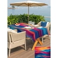 thumbnail image 6 of 60x84 Inch Outdoor Tablecloth with Umbrella Hole Zipper Rectangle Orange Pink Blue Moire Rectangular Tablecloths Outside Waterproof Modern Abstract Minimalist Patio Table Cloth Cover for Picnic Party, 6 of 8