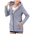 thumbnail image 1 of Camiseta de manga larga de moda para mujer, blusa sólida de otoño, cárdigan con capucha, abrigo con cremallera y bolsillo, Tops Fridja  BV0+5445, 1 of 7