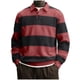 thumbnail image 4 of Ceisia Men's Contrast Wide-Stripe Polo Shirt | Stretchy Relaxed Long-Sleeve Casual Top Gift, 4 of 5