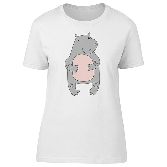 Cute Cartoon Hippo T-Shirt Women -Image by Shutterstock, Female Small