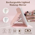 thumbnail image 5 of Wrongduck 72 LED Travel Makeup Mirror Portable Lighted Mirror with 3 Color Dimmable Lighting Touch Screen Rechargeable Adjustable Stand Pink, 5 of 7