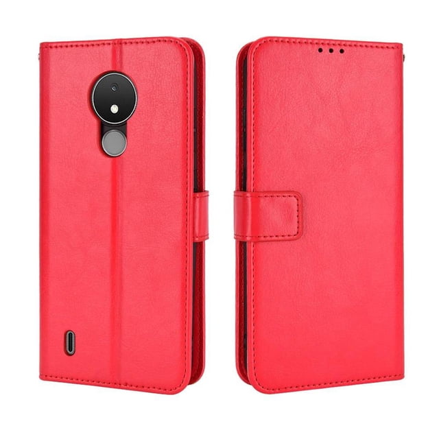Funda tipo libro para Nokia C21, cartera todo‑en‑uno, funda multifuncional con tarjetero y correa de muñeca desmontable