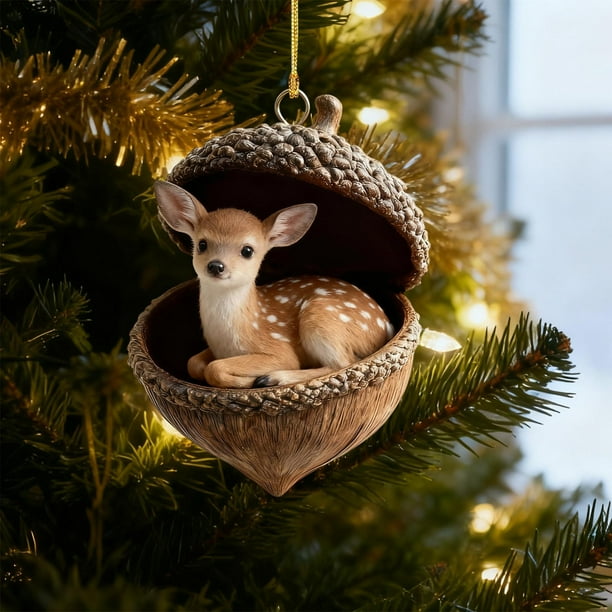 Lekihaqq Forest Animal Christmas Ornaments, Acrylic Tree Decorations, Holiday Decor, Festive Animal Print Ornaments, Woodland Theme Christmas Decor, Wildlife Holiday Tree Hanging Decorations