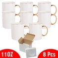 thumbnail image 2 of Mugsie 8 Pcs 11OZ Gold Rim & Handle Sublimation Mugs With Foam Support Boxes, 2 of 2