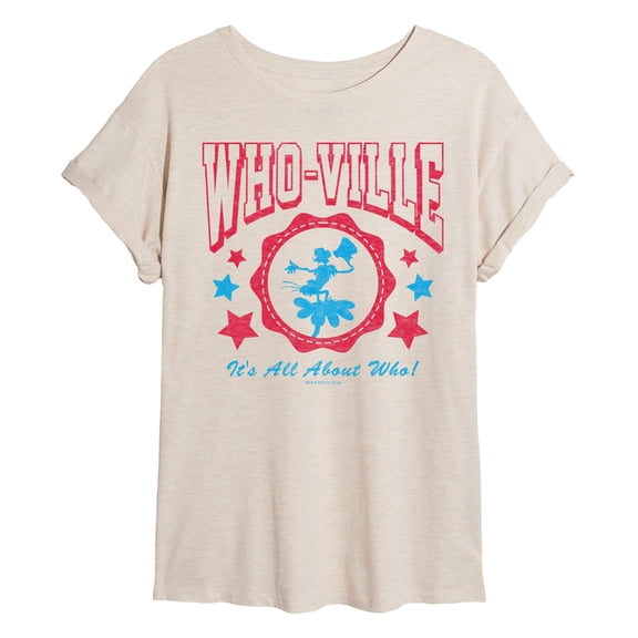 Dr. Seuss - Whoville Americana Collegiate - Juniors Oversized Graphic T-Shirt