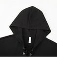 thumbnail image 4 of Drawstring Hoodies for Men Front Criss Cross Loose Casual Hooded Sweatshirt Plain Pullover Tops Fall Winter Spring (M, Black), 4 of 8