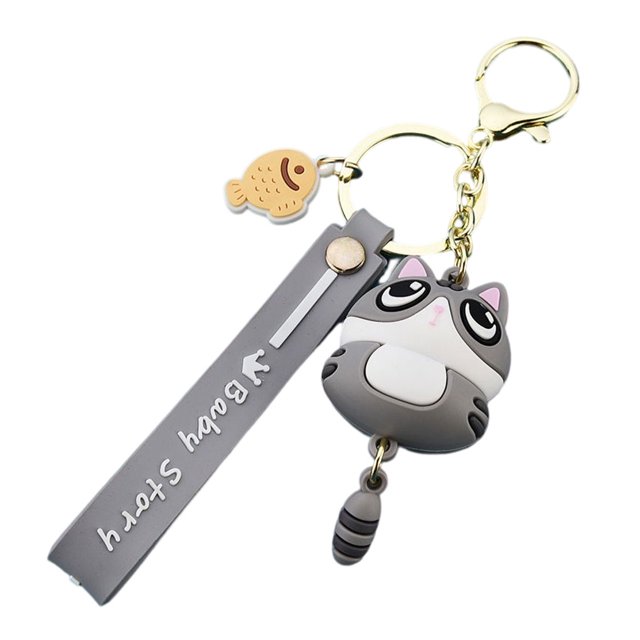 Jumpingount LLavero de dibujos animados gato pegamento Flexible Animal bolsa colgante accesorios de la suerte llaves anillo pequeña muñeca bonita regalo Ropa, zapatos y accesorios Miscelánea Gris Jumpingount AP014428-02