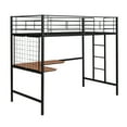 thumbnail image 5 of Gewnee Twin Size Metal Loft Bed Frame with L-Shape Desk and Metal Grid for Kids,Teens, Black, 5 of 8