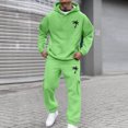 thumbnail image 5 of Sweatsuits for Men Set 2 Piece Casual Letter Print Relaxed Fit Hoodie Sweatshirt and Joggers Sweatpants Sets Sport Suit with Pocket Green XXL, 5 of 7