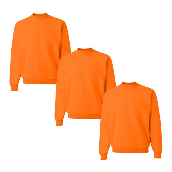 JERZEES Hi-Vis Crewneck Sweatshirt 562MR, Hi-Vis Fleece, Pack of 3, Safety Orange, S
