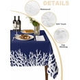 thumbnail image 2 of Coastal Coral Table Cloth, Navy Blue Ocean Marine Nautical Beach Waterproof Tablecloth for Rectangle Tables, Reusable Washable Fabric Table Cover for Restaurant Kitchen Dining Tables 52"x70", 2 of 6