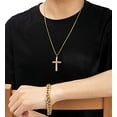 thumbnail image 3 of Gold-Plated Stainless Steel Cross Pendant and Curb Chain Bracelet in a Gift Box Set (11mm), 3 of 4