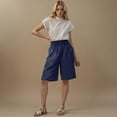 thumbnail image 3 of Dvprdro Summer Casual Shorts for Womens Loose Solid Elastic Waist Wide Leg Beach Cotton Linen Shorts, 3 of 5
