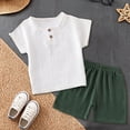 thumbnail image 2 of Splozh Kids Tween Boy Clothes Casual Baby Boy Summer Outfits Shirt Soft Pocket Short Sleeve Tops Shorts Sets Baby Clothes Dark Green,2-3 Years, 2 of 6