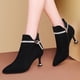 thumbnail image 2 of NECHOLOGY Botas Mujer Adulto Femenino Zapatos Botines de mujer Tacones con de imitación puntiagudos, botines cortos de tacón delgado a la moda para mujer (Black, 8.5), 2 of 7