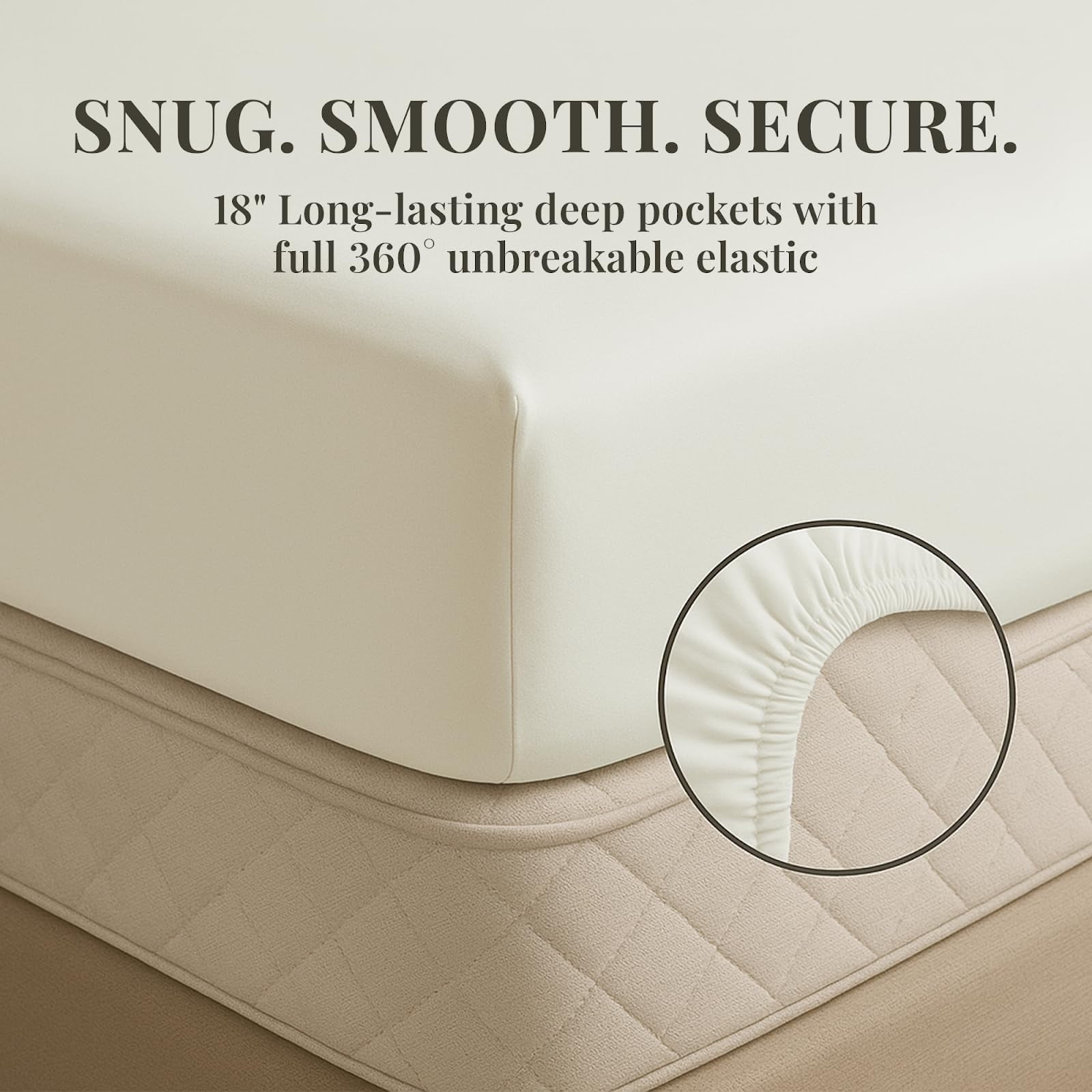 Sacred Thread Rayon Derived from Bamboo Sheets Queen Size, 18'' Deep Pocket Cooling Sheets for Hot Sleepers, 6 PC Cooling Sheets (Queen Size) (White)