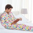 thumbnail image 6 of Honeii Colorful Rabbit Pattern Mens Pajamas Set,2pcs Men's Lounge Long Sleeve Sleep Shirt and Pajama Bottoms Sleepwear Set,Mens Pjs Sets-X-Large, 6 of 7