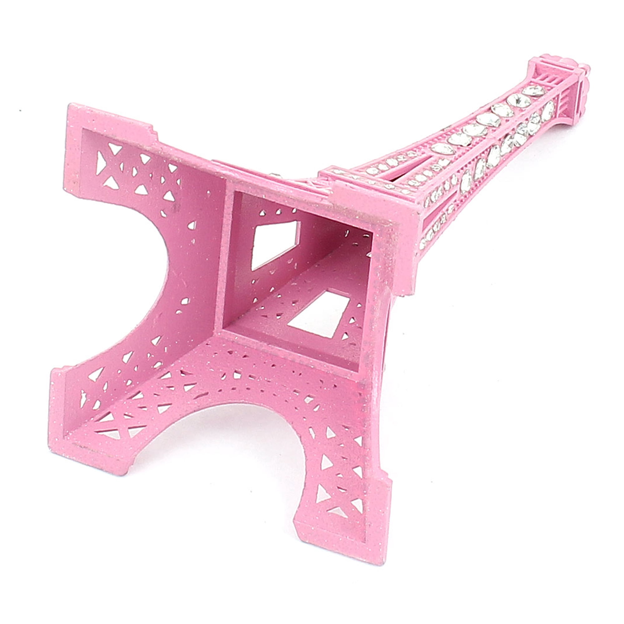 Unique Bargains 5.1 Inch Pink Rhinestone Eiffel Tower Decor Statue Decorations
