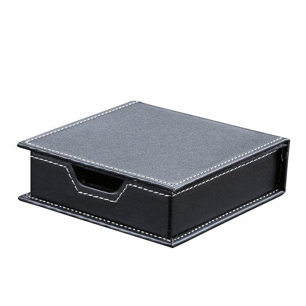 5pcs Desk Organizer And Accessories Set  Pu Leather Office Supplies With Multifunction Desktop Storage Box Tissue Holder Mouse Pad Note Paper Pencil For Black