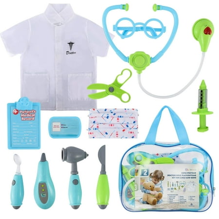 Glonova Kids Doctor Kit 12 Pcs Role Pretend Play Set Realistic Sound Toy Doctor Kit with Clothes