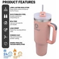 thumbnail image 2 of Flexthom - Quencher H2.0 Stainless Steel Vacuum Insulated Tumbler with Lid and Straw | 40oz Reusable Travel Mug for Water, Iced Tea, Coffee, and More | (Rose Quartz), 2 of 4