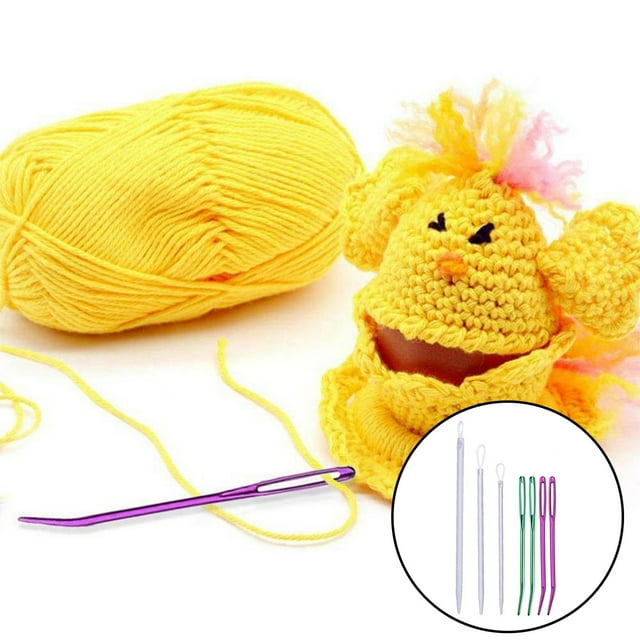 Needle and Thread Kit for Hand Sewing Craft Tapestry and Wool Needle Set with Aluminum Large Eye Bent Tip Blunt Darning Needles for Embroidery Work