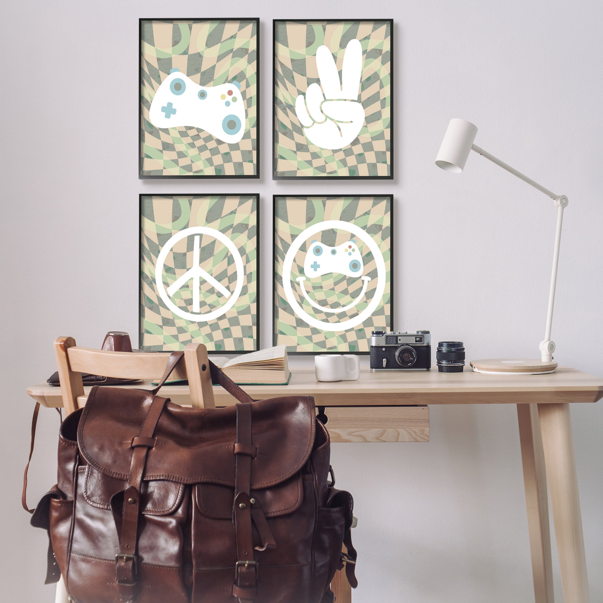 Stupell Industries Retro Video Gaming Symbols Beauty & Fashion Painting Black Framed Art Print Wall Art, 16 x 20, Set of 4