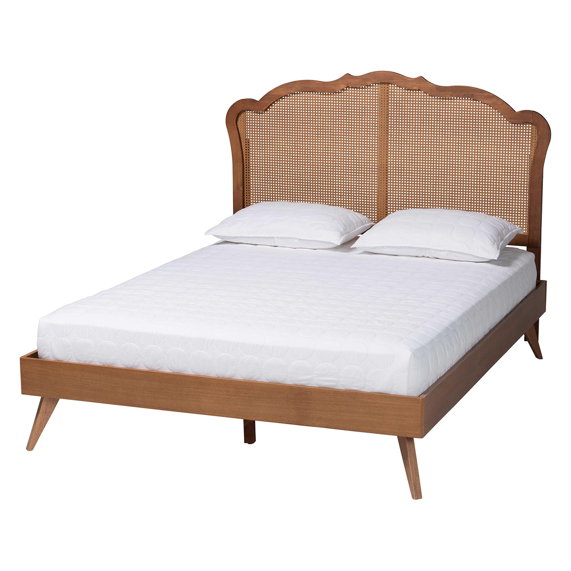 Baxton Studio Aithan Mid-Century Platform Bed, King, Walnut Brown