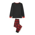 thumbnail image 6 of Christmas Family Pajamas Matching Set Letter Santa Hat Print Long Sleeve Tops and Black Red Plaid Pants Sleepwear, 6 of 10
