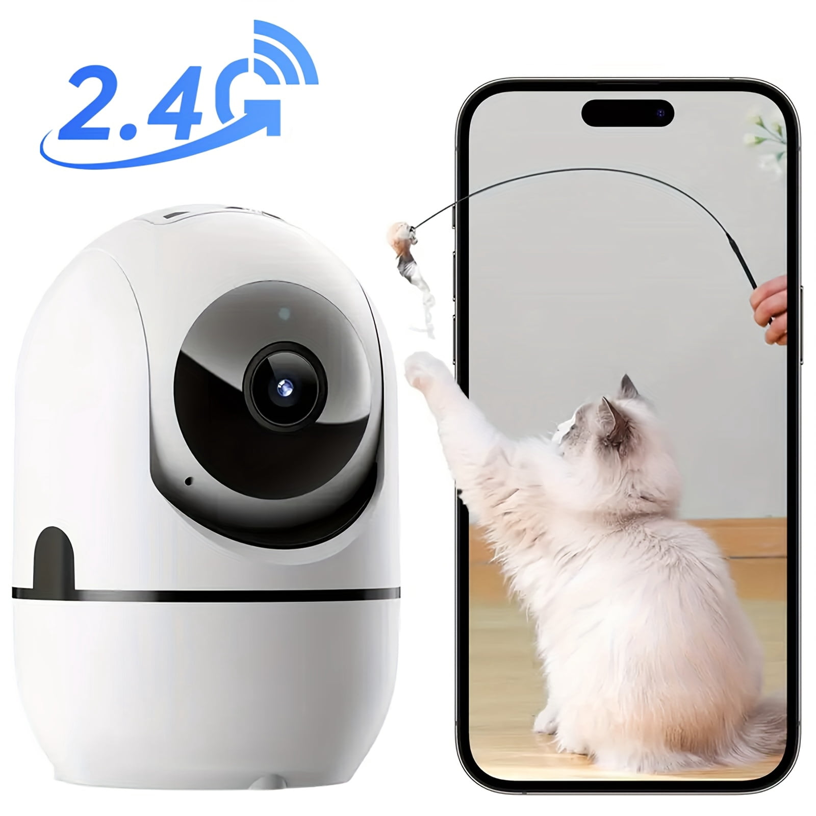 Wireless Indoor Security Camera 360° Pet Dog Baby Monitor with Motion Tracking, Two Way Audio, IR Night Vision, 5/2.4GHz WiFi, Alexa & Phone App Compatible