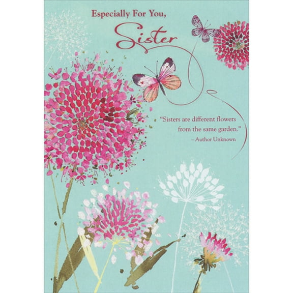 Designer Greetings Different Flowers From the Same Garden: Butterflies and Flowers Easter Card for Sister